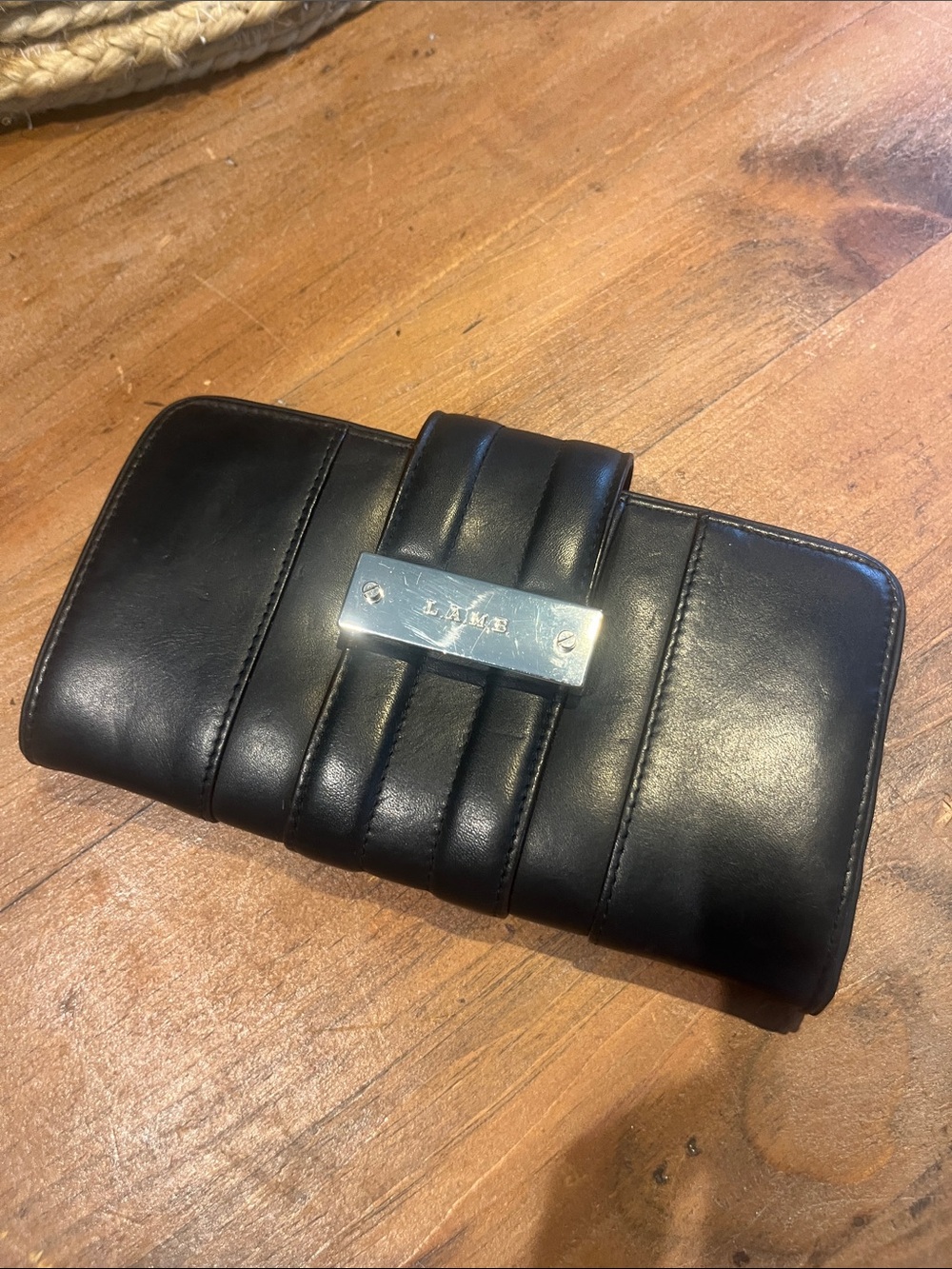 L.A.M.B Black Leather woman Wallet with Metal Plate